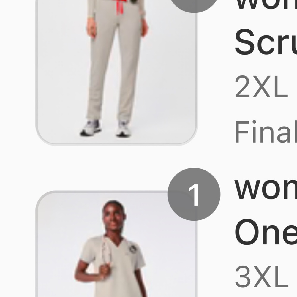 Beige Scrub Set with Red Drawstring